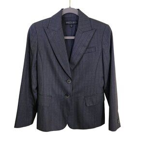 Lafayette 148 New York Gray Pinstriped Wool Blazer Size 2p